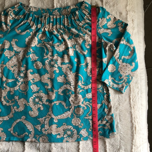 Talbots pleated scoop-neck 3/4 sleeve top - MP - Picture 12 of 14